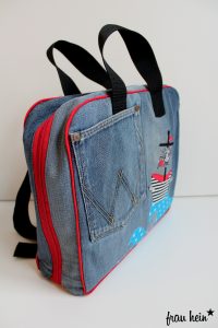 frau hein: Fernweh Rucksack Jeans Upcycling (Schnittmuster: Lotte&Ludwig)